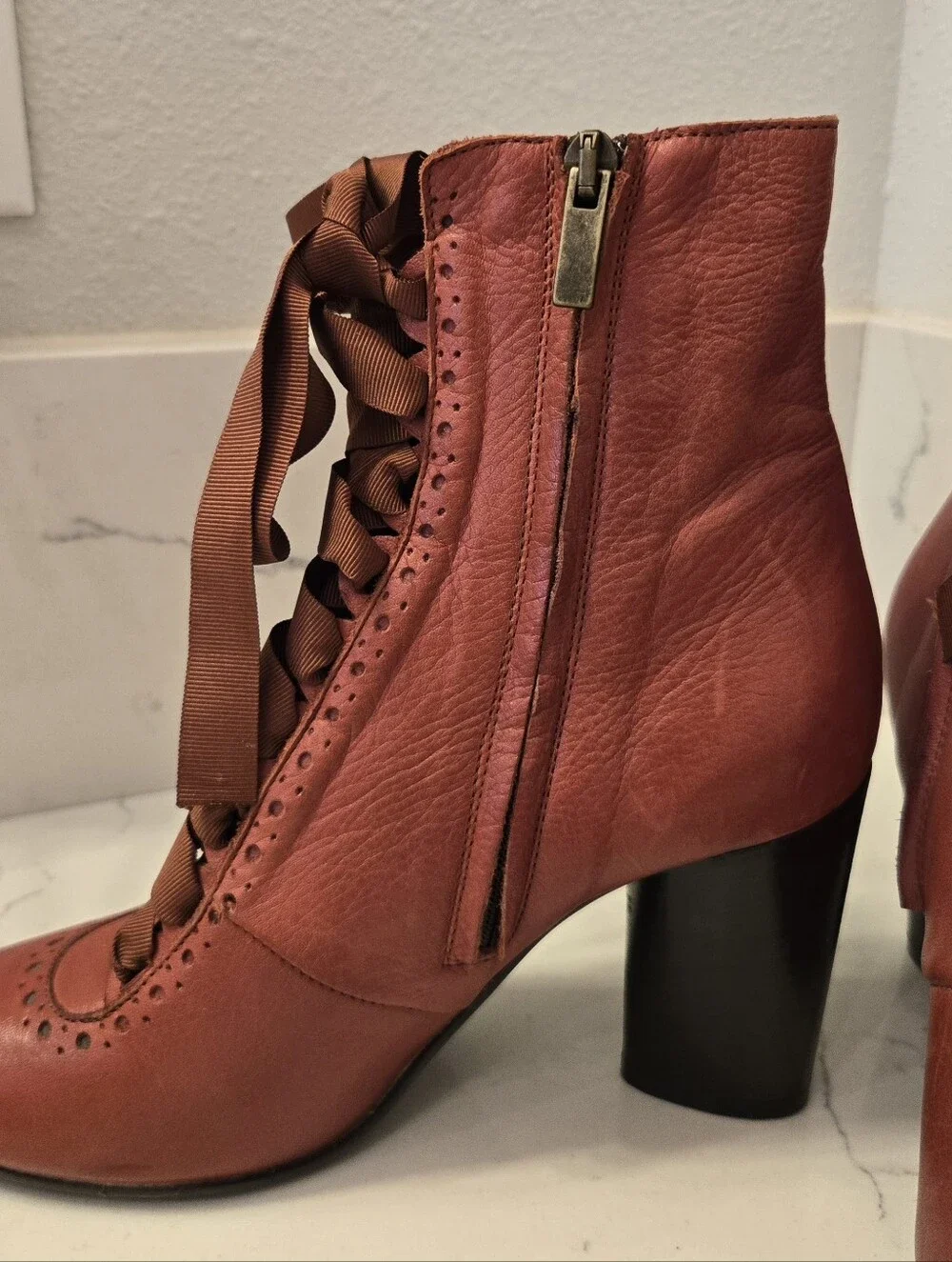 Sundance Victorian Leather Lace Up Ankle Boots Made In Italy Size 37